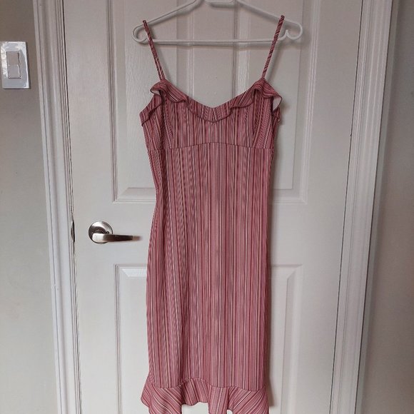 Vintage 1990s Lori M Collection Pink Ruffle Slip Dress - Picture 1 of 5